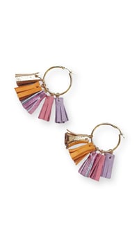 Image 5 of Orecchini pendenti in pelle AFRODITE HOOP - Sunset