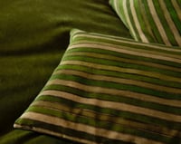 Image 2 of LEAF/LIME PRINTED STRIPE VELVET OR LINEN with natural linen back or double sided print