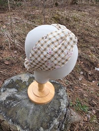 Image 1 of Pure Linen Twist Headband in Sage Gingham 