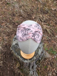 Image 3 of Pure Linen Twist Headband in Delicate Rose Pink