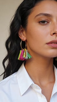 Image 4 of Orecchini pendenti in pelle AFRODITE HOOP - Isola