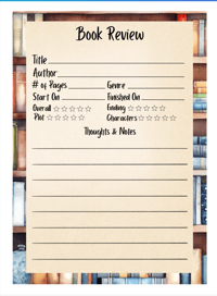 Image 1 of Handmade Book Review Notepad, organize, pages, club, genre, gift, thoughts, bookmark
