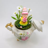 Image 3 of Springtime Gnome named Daisy with flowers tabletop decor