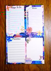 Image 1 of Handmade Things To Do Notepad, organize, pages, floral, notes, gift, planner, daily, pad, colorful