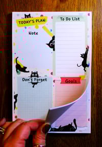 Image 2 of Handmade Today's Plan Black Cats Notepad, organize, pages, goals, list, gift, pad, colorful, planner