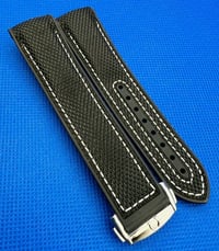 Image 1 of OMEGA 20mm-22mm Seamaster Planet Ocean Black White/Stitching Rubber Nylon Watch