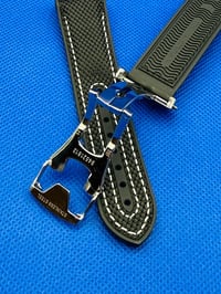 Image 7 of OMEGA 20mm-22mm Seamaster Planet Ocean Black White/Stitching Rubber Nylon Watch