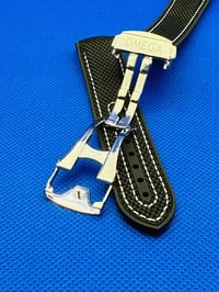 Image 5 of OMEGA 20mm-22mm Seamaster Planet Ocean Black White/Stitching Rubber Nylon Watch