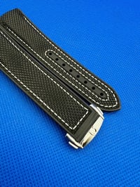 Image 3 of OMEGA 20mm-22mm Seamaster Planet Ocean Black White/Stitching Rubber Nylon Watch