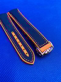 Image 1 of OMEGA 20-22mm Seamaster Planet Ocean Blue Orange/Stitchig Rubber Nylon Watch