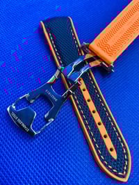 Image 3 of OMEGA 20-22mm Seamaster Planet Ocean Blue Orange/Stitchig Rubber Nylon Watch