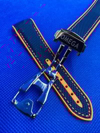 Image 4 of OMEGA 20-22mm Seamaster Planet Ocean Blue Orange/Stitchig Rubber Nylon Watch