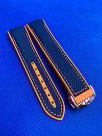 Image 2 of OMEGA 20-22mm Seamaster Planet Ocean Blue Orange/Stitchig Rubber Nylon Watch