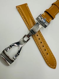 Image 8 of Tudor 22mm light Brown Leather Wrist Watch Strap With Stainless Steel Clasp NEW