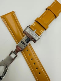 Image 6 of Tudor 22mm light Brown Leather Wrist Watch Strap With Stainless Steel Clasp NEW