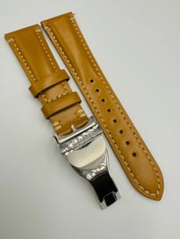 Image 4 of Tudor 22mm light Brown Leather Wrist Watch Strap With Stainless Steel Clasp NEW