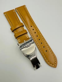 Image 2 of Tudor 22mm light Brown Leather Wrist Watch Strap With Stainless Steel Clasp NEW