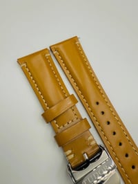 Image 3 of Tudor 22mm light Brown Leather Wrist Watch Strap With Stainless Steel Clasp NEW