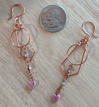 Image 2 of Rhodonite Gems Geometric Vibe Copper Earrings 💗