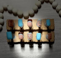 Image 1 of EXTRA SHORT SQUARE TEAL AND BROWN WESTERN ACRYLIC NAILS