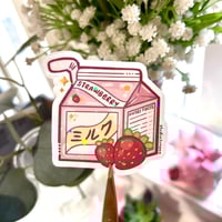 Strawberry Milk Holographic Die-Cut Sticker