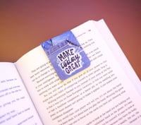 Image 2 of Handmade Magnetic Bookmark, planner, journal, book, patchwork, jeans, denim, gift, page, reading