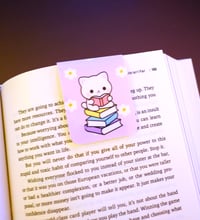 Image 1 of Handmade Magnetic Bookmark, read, book, cat, journal, reading, tab, planner, gift, kawaii, reading