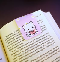 Image 2 of Handmade Magnetic Bookmark, read, book, cat, journal, reading, tab, planner, gift, kawaii, reading