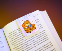Image 1 of Handmade Magnetic Bookmark, read, book, otters, journal, reading, planner, coquette, gift, page