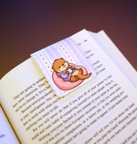 Image 2 of Handmade Magnetic Bookmark, read, book, otters, journal, reading, planner, coquette, gift, page