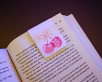 Image 1 of Handmade Cherry Magnetic Bookmark, read, book, cherries, flowers, journal, planner, gift, page, pink