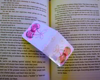 Image 2 of Handmade Cherry Magnetic Bookmark, read, book, cherries, flowers, journal, planner, gift, page, pink