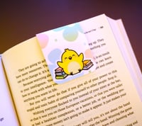 Image 1 of Handmade Magnetic Bookmark, read, book, birds, books, reading, chicks, flowers, gift, page, planner