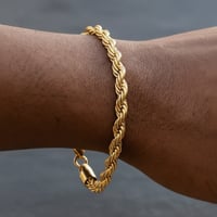Image 3 of 6mm Gold Rope Bracelet.