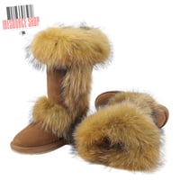 Image 1 of Luxury Fur Snow Boots - Tall Fox Trim Winter Boots