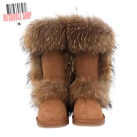 Image 2 of Luxury Fur Snow Boots - Tall Fox Trim Winter Boots