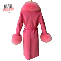 Image 4 of Luxury Fox Fur Collar Wool Coat | Belted Long Coat