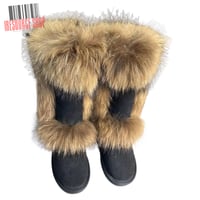 Image 3 of Luxury Fur Snow Boots - Tall Fox Trim Winter Boots