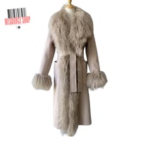 Image 6 of Luxury Mongolian Lamb Fur Trim Wool Coat | Belted Long Coat | Designer Inspired | Multiple Colors