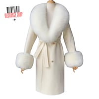 Image 6 of Luxury Fox Fur Collar Wool Coat | Belted Long Coat