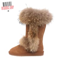 Image 4 of Luxury Fur Snow Boots - Tall Fox Trim Winter Boots
