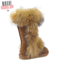 Image 6 of Luxury Fur Snow Boots - Tall Fox Trim Winter Boots