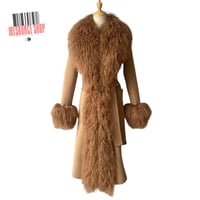 Image 9 of Luxury Mongolian Lamb Fur Trim Wool Coat | Belted Long Coat | Designer Inspired | Multiple Colors