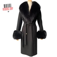 Image 10 of Luxury Fox Fur Collar Wool Coat | Belted Long Coat