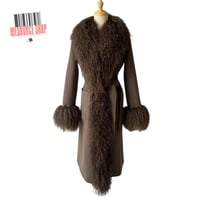 Image 10 of Luxury Mongolian Lamb Fur Trim Wool Coat | Belted Long Coat | Designer Inspired | Multiple Colors