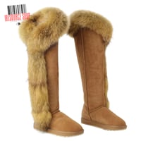Image 1 of Luxury Over-The-Knee Fox Fur Snow Boots | Thigh High Winter Boots