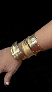 Image 3 of Hammered, Textured, Brass Cuffs 