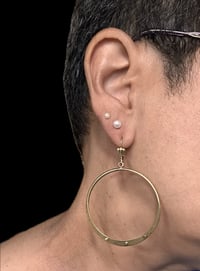 Image 5 of Brass Riveted, Sand Finished Earrings 