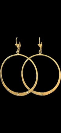 Image 2 of Brass Riveted, Sand Finished Earrings 