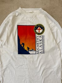 Image 2 of Patagonia Beneficial LS T-Shirt Alaska Guides Print White Medium Vintage